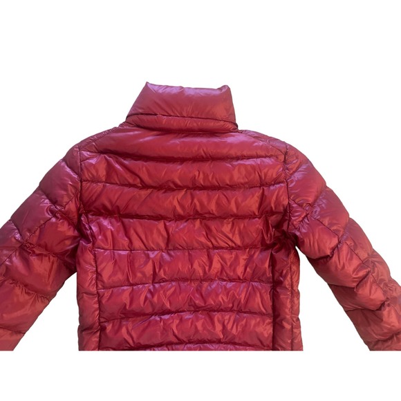 Women XS Pure Down Red Jacket Zip Coat Lightweight Quilted Puffer Parka - Picture 4 of 6